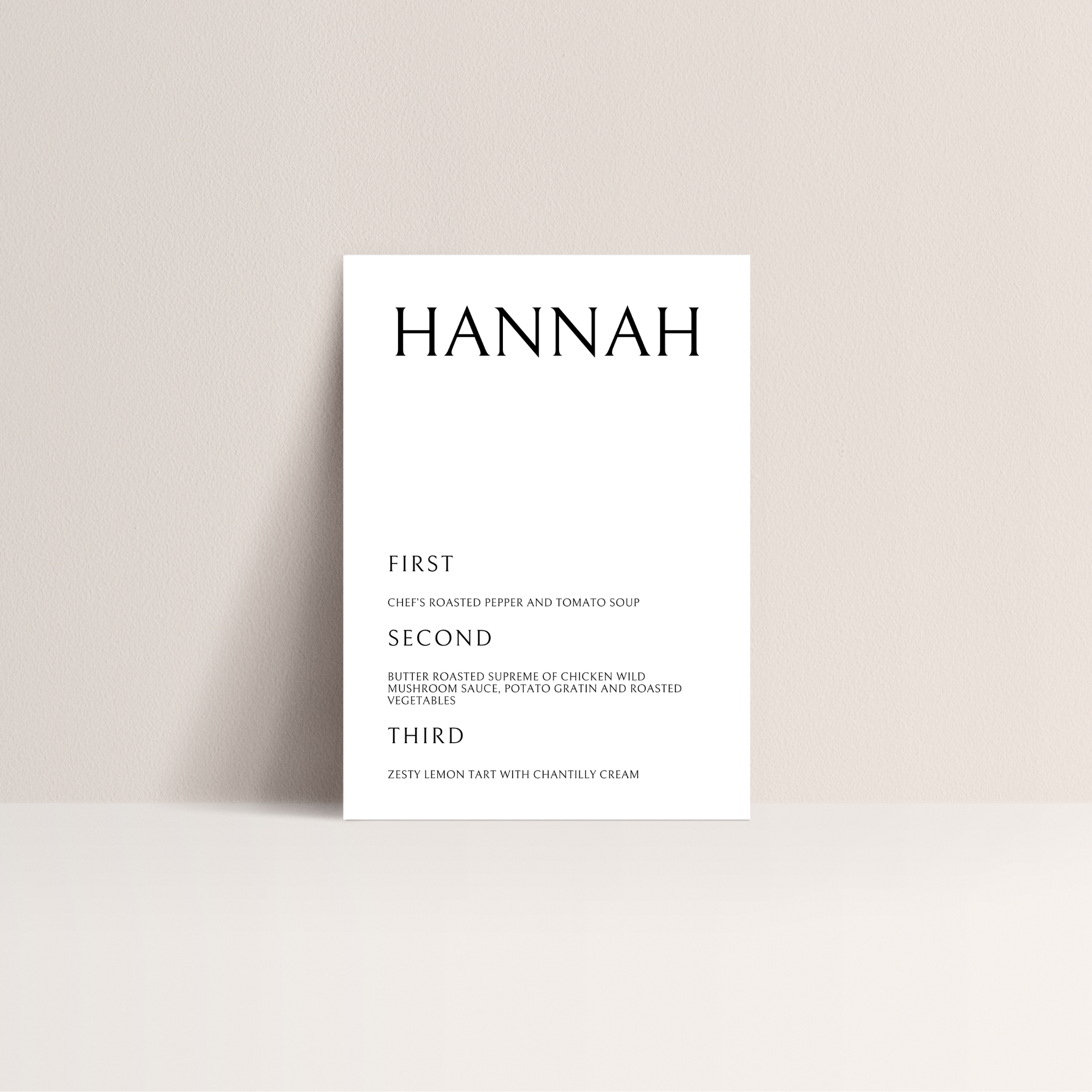 Mila | Menu & Name Placement