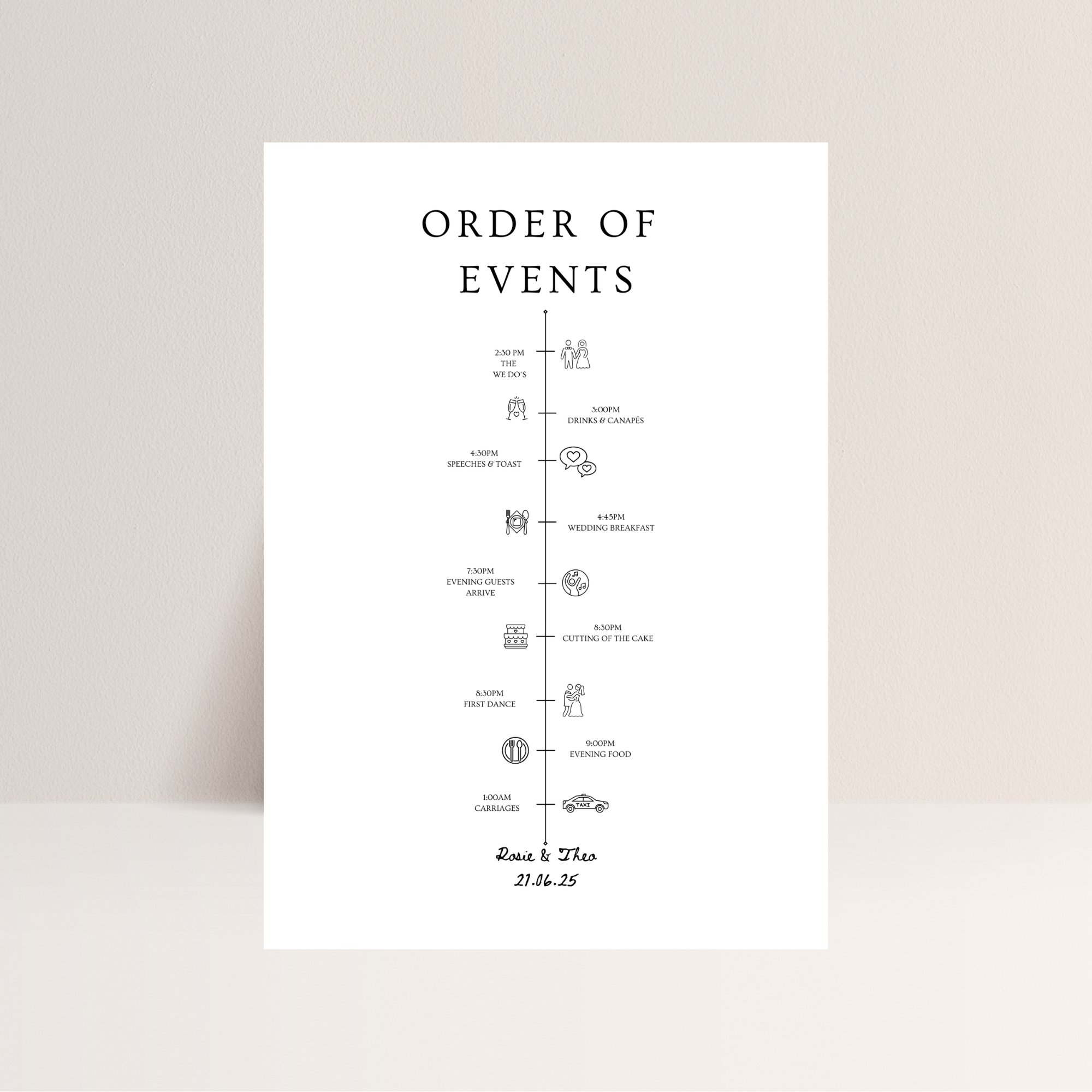 Order of Events Card